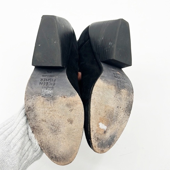 EILEEN Fisher Peer Black Suede Ankle Booties size 7.5 - Picture 9 of 14